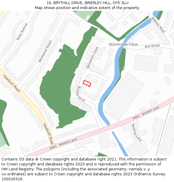 16, BRYTHILL DRIVE, BRIERLEY HILL, DY5 3LU: Location map and indicative extent of plot