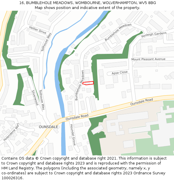 16, BUMBLEHOLE MEADOWS, WOMBOURNE, WOLVERHAMPTON, WV5 8BG: Location map and indicative extent of plot