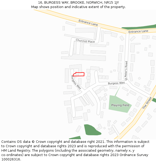 16, BURGESS WAY, BROOKE, NORWICH, NR15 1JY: Location map and indicative extent of plot