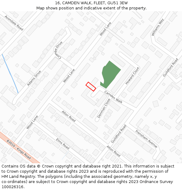 16, CAMDEN WALK, FLEET, GU51 3EW: Location map and indicative extent of plot