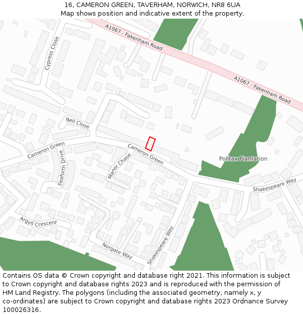 16, CAMERON GREEN, TAVERHAM, NORWICH, NR8 6UA: Location map and indicative extent of plot