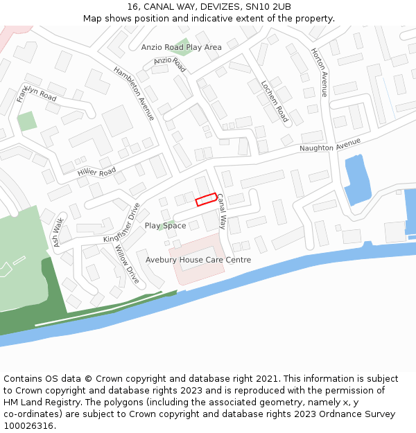 16, CANAL WAY, DEVIZES, SN10 2UB: Location map and indicative extent of plot