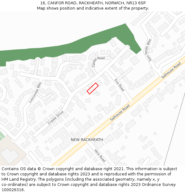 16, CANFOR ROAD, RACKHEATH, NORWICH, NR13 6SP: Location map and indicative extent of plot