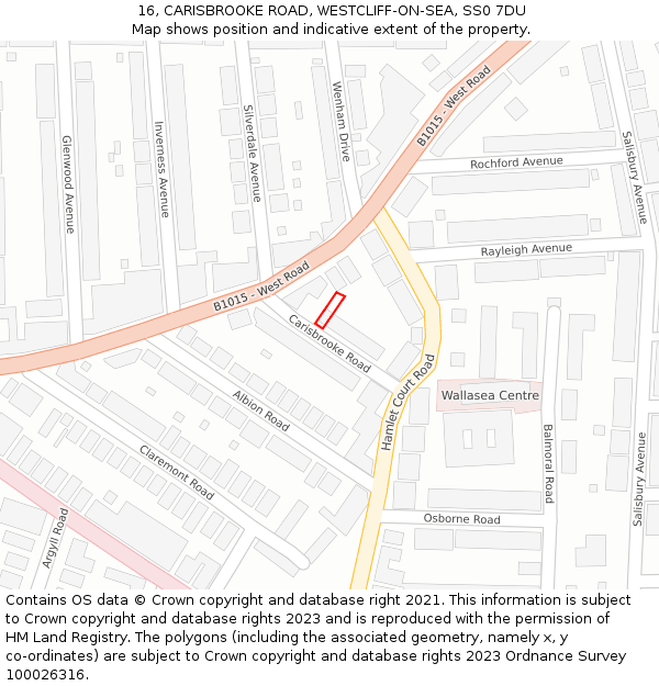 16, CARISBROOKE ROAD, WESTCLIFF-ON-SEA, SS0 7DU: Location map and indicative extent of plot