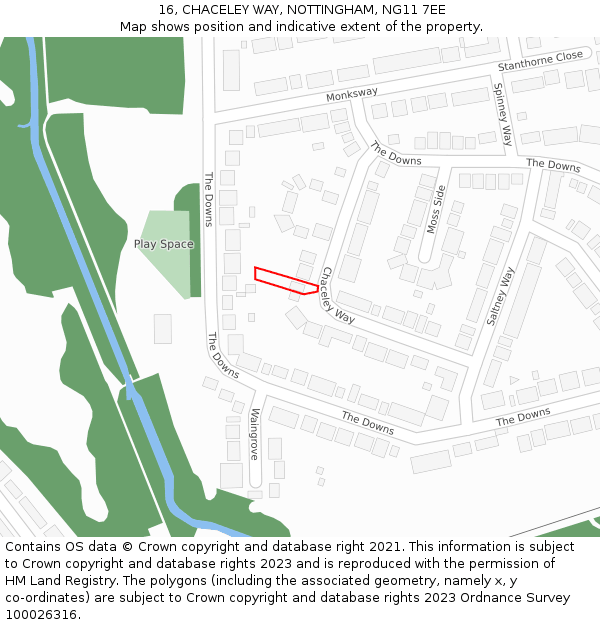 16, CHACELEY WAY, NOTTINGHAM, NG11 7EE: Location map and indicative extent of plot