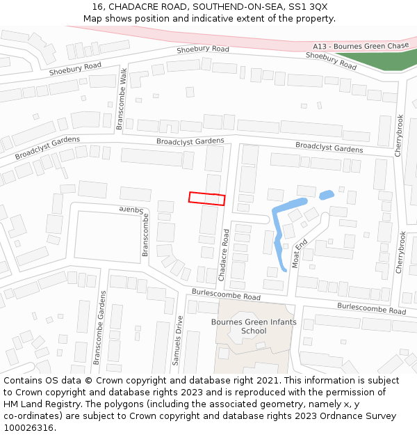 16, CHADACRE ROAD, SOUTHEND-ON-SEA, SS1 3QX: Location map and indicative extent of plot