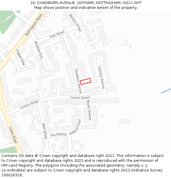 16, CHADBORN AVENUE, GOTHAM, NOTTINGHAM, NG11 0HT: Location map and indicative extent of plot