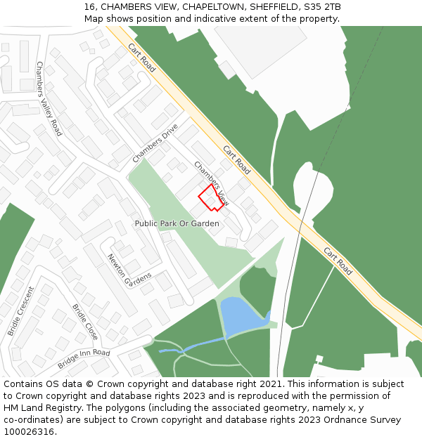 16, CHAMBERS VIEW, CHAPELTOWN, SHEFFIELD, S35 2TB: Location map and indicative extent of plot