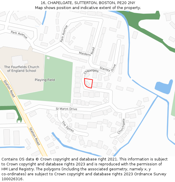 16, CHAPELGATE, SUTTERTON, BOSTON, PE20 2NY: Location map and indicative extent of plot