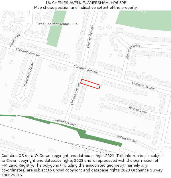 16, CHENIES AVENUE, AMERSHAM, HP6 6PR: Location map and indicative extent of plot