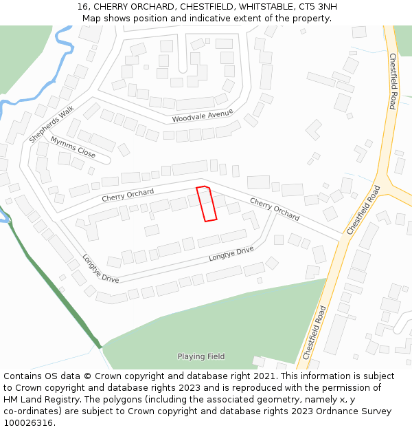 16, CHERRY ORCHARD, CHESTFIELD, WHITSTABLE, CT5 3NH: Location map and indicative extent of plot