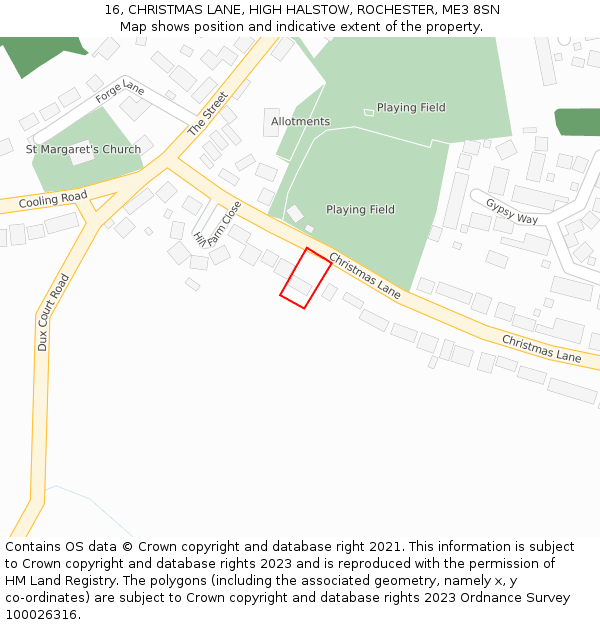 16, CHRISTMAS LANE, HIGH HALSTOW, ROCHESTER, ME3 8SN: Location map and indicative extent of plot