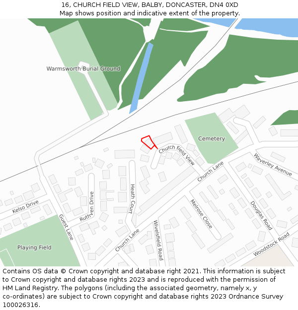 16, CHURCH FIELD VIEW, BALBY, DONCASTER, DN4 0XD: Location map and indicative extent of plot