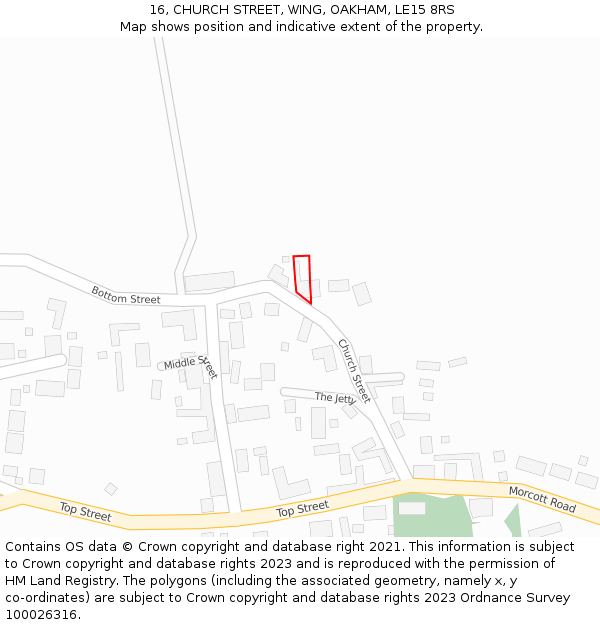 16, CHURCH STREET, WING, OAKHAM, LE15 8RS: Location map and indicative extent of plot