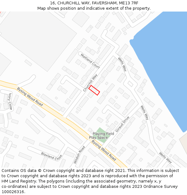 16, CHURCHILL WAY, FAVERSHAM, ME13 7RF: Location map and indicative extent of plot