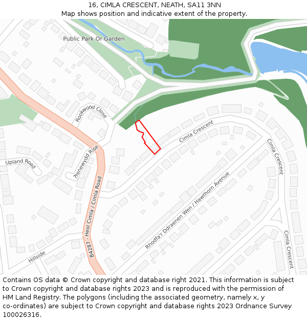 16, CIMLA CRESCENT, NEATH, SA11 3NN: Location map and indicative extent of plot