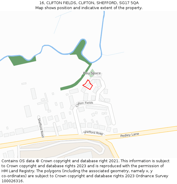 16, CLIFTON FIELDS, CLIFTON, SHEFFORD, SG17 5QA: Location map and indicative extent of plot