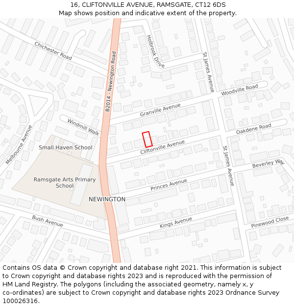 16, CLIFTONVILLE AVENUE, RAMSGATE, CT12 6DS: Location map and indicative extent of plot