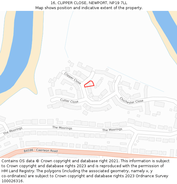 16, CLIPPER CLOSE, NEWPORT, NP19 7LL: Location map and indicative extent of plot