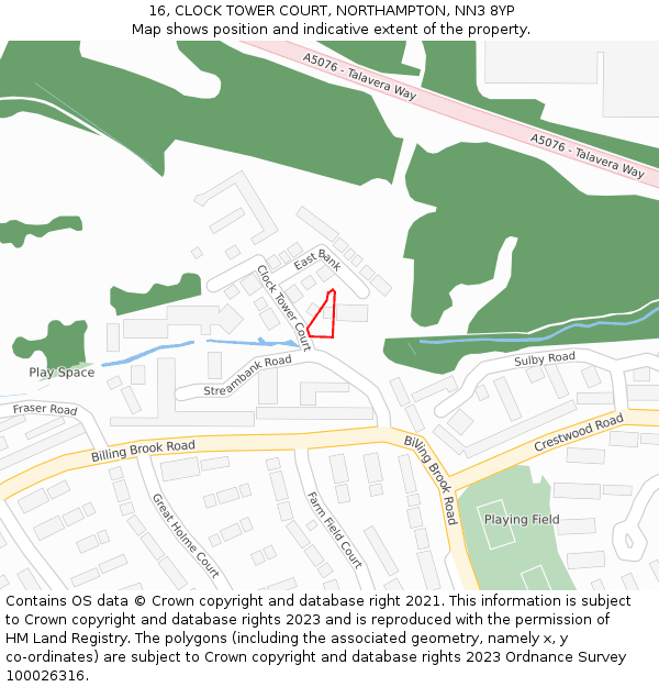 16, CLOCK TOWER COURT, NORTHAMPTON, NN3 8YP: Location map and indicative extent of plot