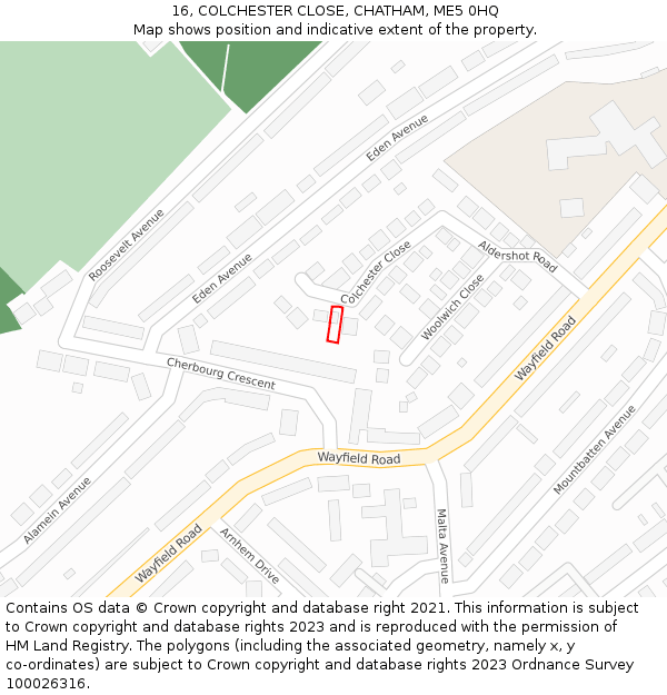 16, COLCHESTER CLOSE, CHATHAM, ME5 0HQ: Location map and indicative extent of plot