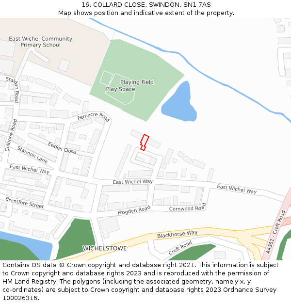 16, COLLARD CLOSE, SWINDON, SN1 7AS: Location map and indicative extent of plot