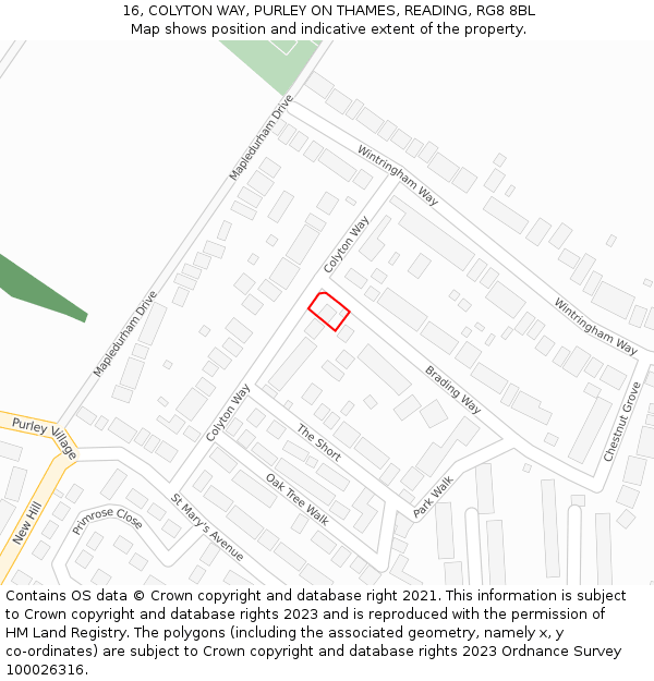 16, COLYTON WAY, PURLEY ON THAMES, READING, RG8 8BL: Location map and indicative extent of plot