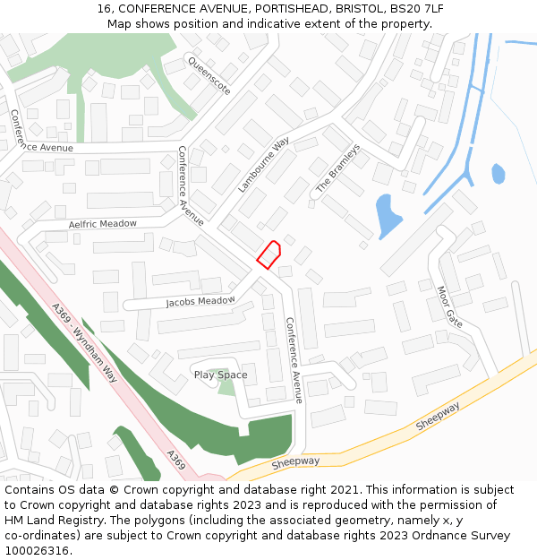 16, CONFERENCE AVENUE, PORTISHEAD, BRISTOL, BS20 7LF: Location map and indicative extent of plot