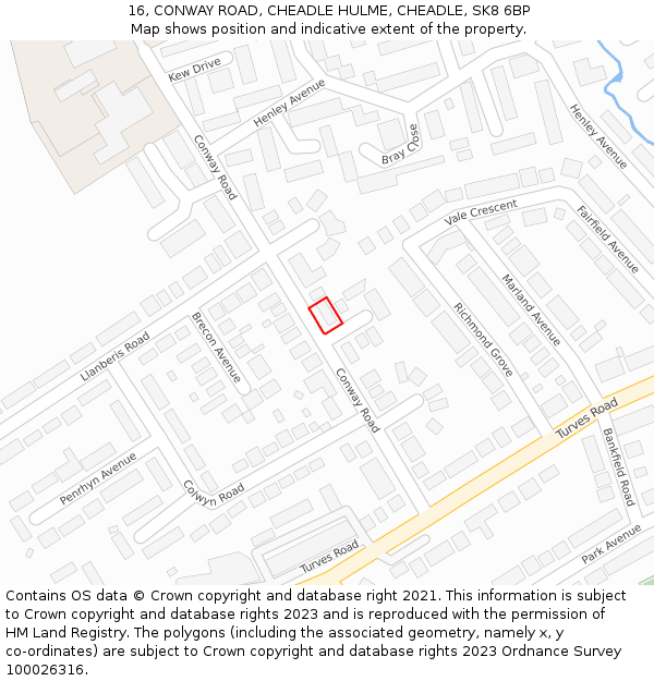 16, CONWAY ROAD, CHEADLE HULME, CHEADLE, SK8 6BP: Location map and indicative extent of plot