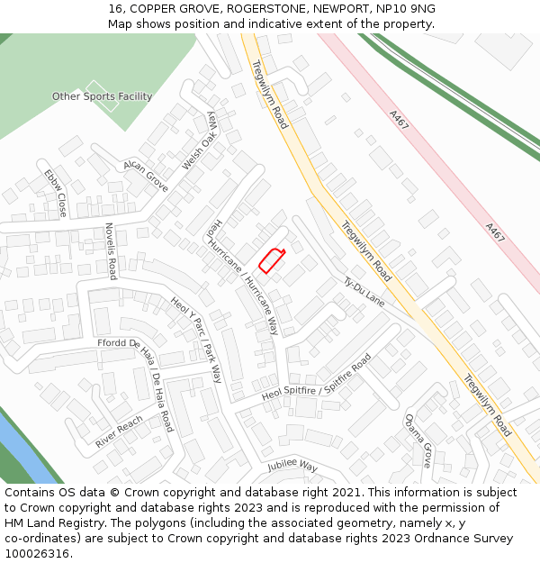 16, COPPER GROVE, ROGERSTONE, NEWPORT, NP10 9NG: Location map and indicative extent of plot