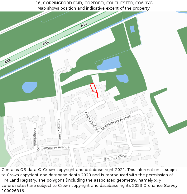 16, COPPINGFORD END, COPFORD, COLCHESTER, CO6 1YG: Location map and indicative extent of plot