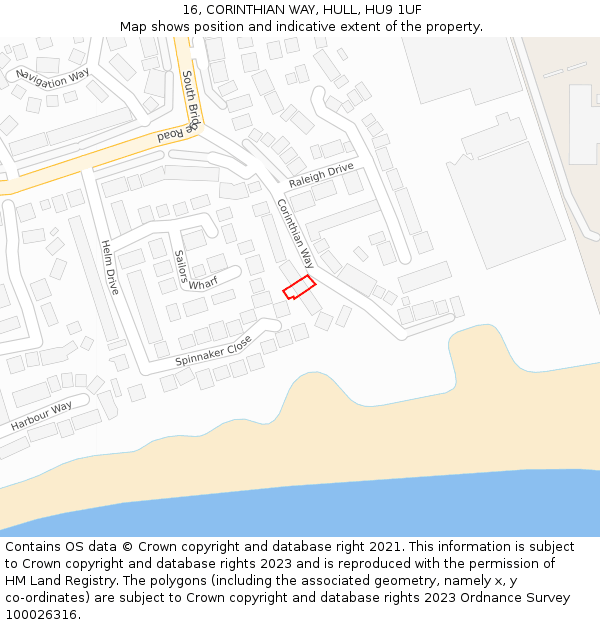 16, CORINTHIAN WAY, HULL, HU9 1UF: Location map and indicative extent of plot