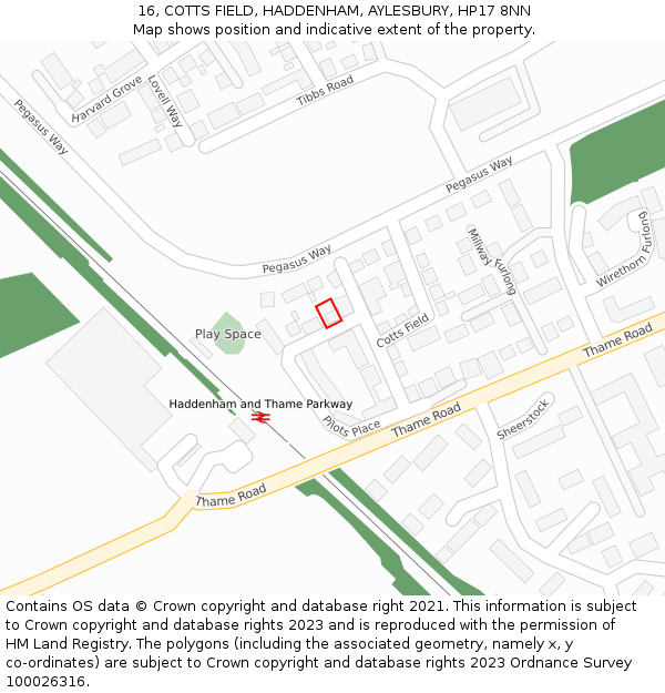 16, COTTS FIELD, HADDENHAM, AYLESBURY, HP17 8NN: Location map and indicative extent of plot