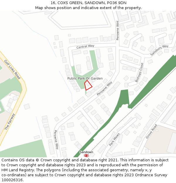 16, COXS GREEN, SANDOWN, PO36 9DN: Location map and indicative extent of plot