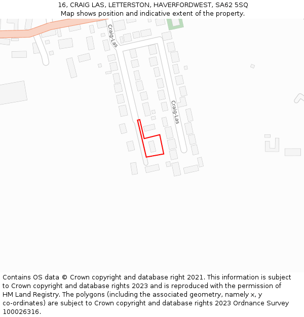 16, CRAIG LAS, LETTERSTON, HAVERFORDWEST, SA62 5SQ: Location map and indicative extent of plot