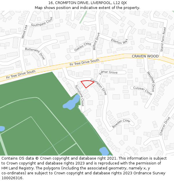 16, CROMPTON DRIVE, LIVERPOOL, L12 0JX: Location map and indicative extent of plot