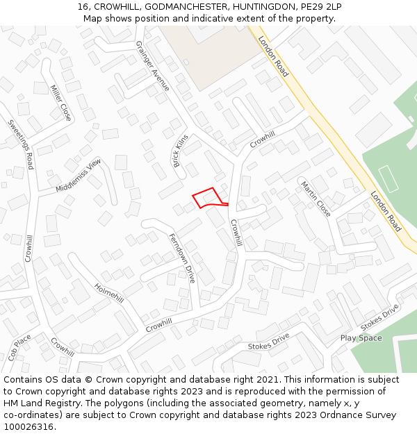 16, CROWHILL, GODMANCHESTER, HUNTINGDON, PE29 2LP: Location map and indicative extent of plot