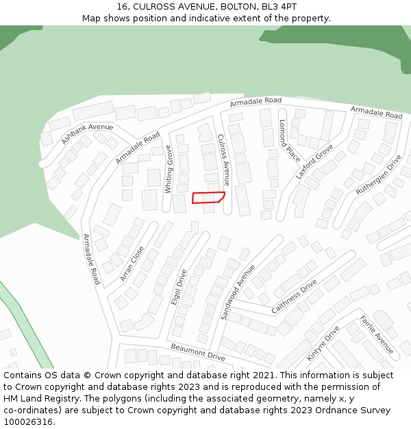 16, CULROSS AVENUE, BOLTON, BL3 4PT: Location map and indicative extent of plot