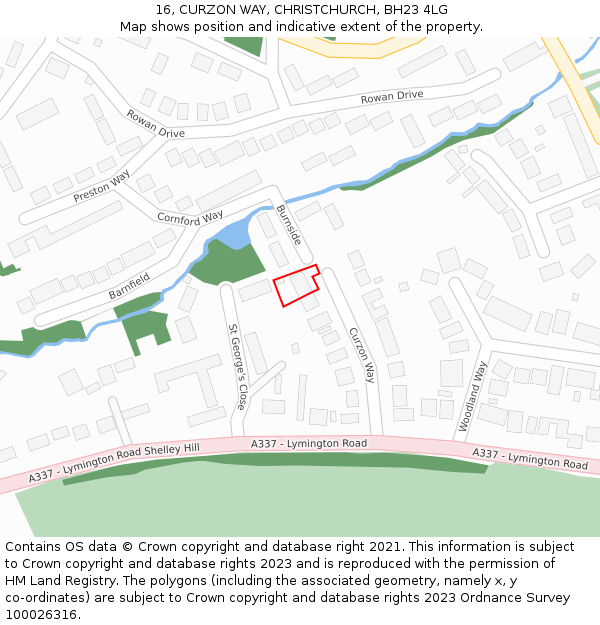 16, CURZON WAY, CHRISTCHURCH, BH23 4LG: Location map and indicative extent of plot