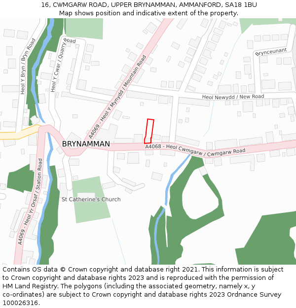 16, CWMGARW ROAD, UPPER BRYNAMMAN, AMMANFORD, SA18 1BU: Location map and indicative extent of plot