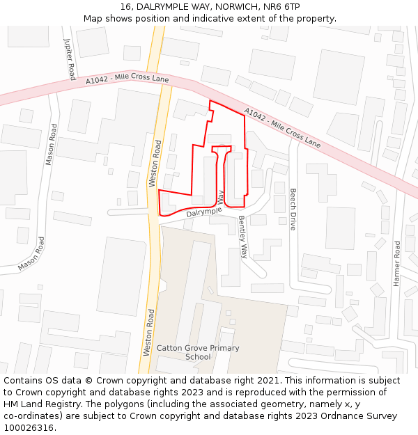 16, DALRYMPLE WAY, NORWICH, NR6 6TP: Location map and indicative extent of plot