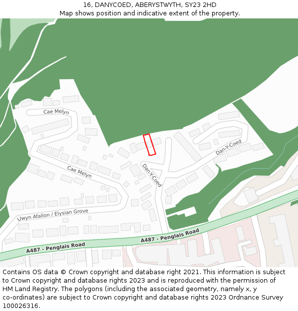 16, DANYCOED, ABERYSTWYTH, SY23 2HD: Location map and indicative extent of plot