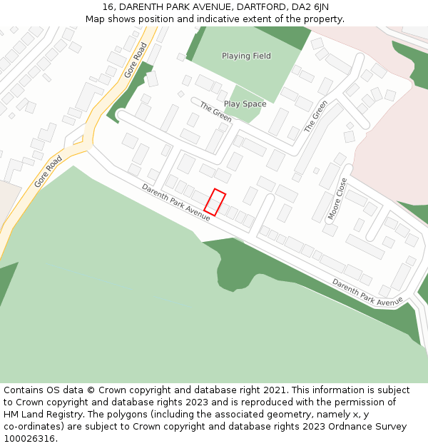 16, DARENTH PARK AVENUE, DARTFORD, DA2 6JN: Location map and indicative extent of plot