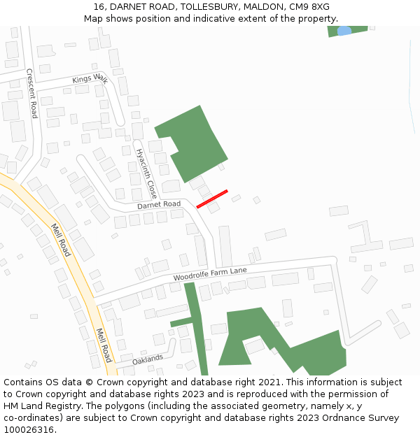 16, DARNET ROAD, TOLLESBURY, MALDON, CM9 8XG: Location map and indicative extent of plot