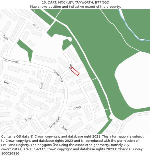 16, DART, HOCKLEY, TAMWORTH, B77 5QD: Location map and indicative extent of plot