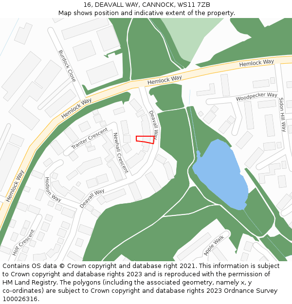 16, DEAVALL WAY, CANNOCK, WS11 7ZB: Location map and indicative extent of plot