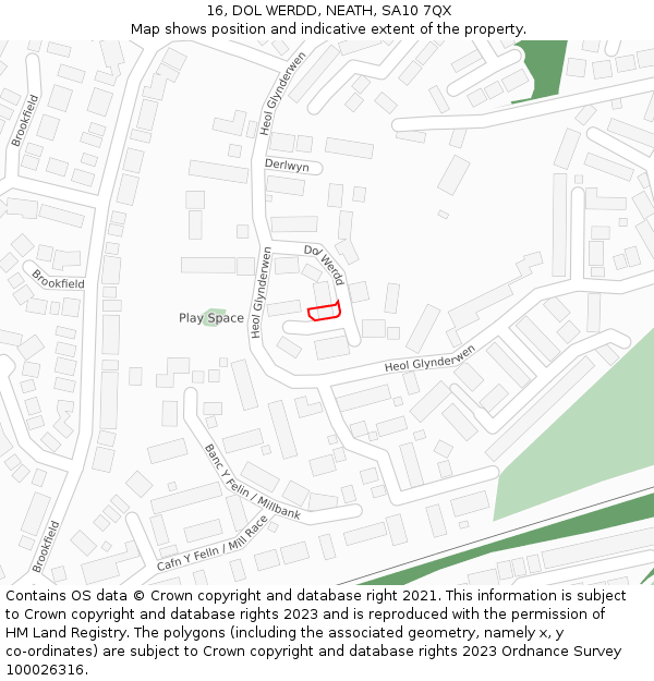 16, DOL WERDD, NEATH, SA10 7QX: Location map and indicative extent of plot