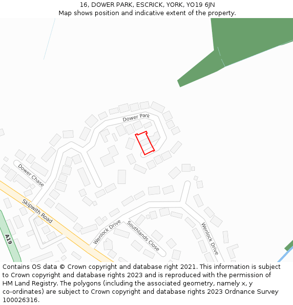 16, DOWER PARK, ESCRICK, YORK, YO19 6JN: Location map and indicative extent of plot