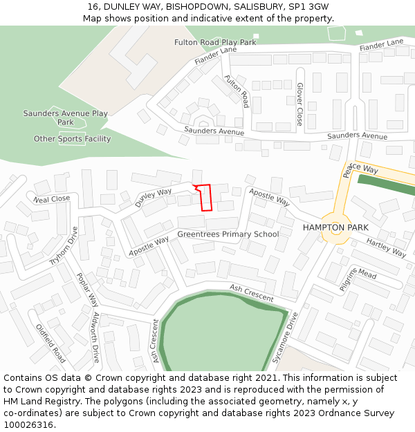 16, DUNLEY WAY, BISHOPDOWN, SALISBURY, SP1 3GW: Location map and indicative extent of plot