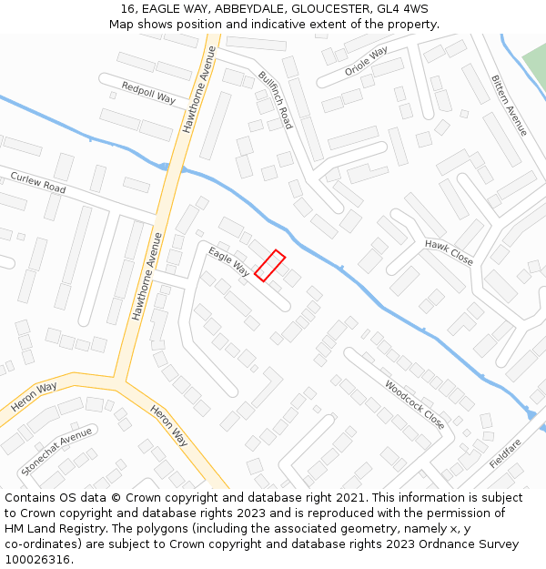 16, EAGLE WAY, ABBEYDALE, GLOUCESTER, GL4 4WS: Location map and indicative extent of plot